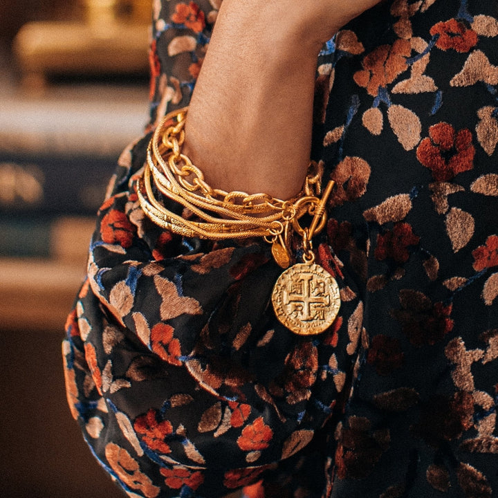 Gold Coin Toggle Bracelet By Susan Shaw - Moxiebainbridge