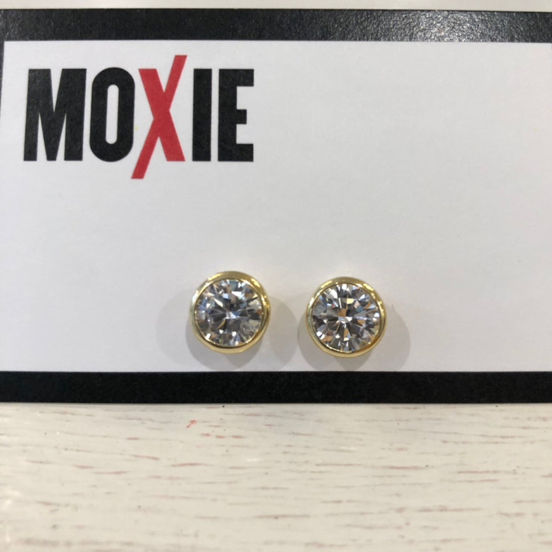Gold Bezel Stud Earring By Be-Je - Moxiebainbridge