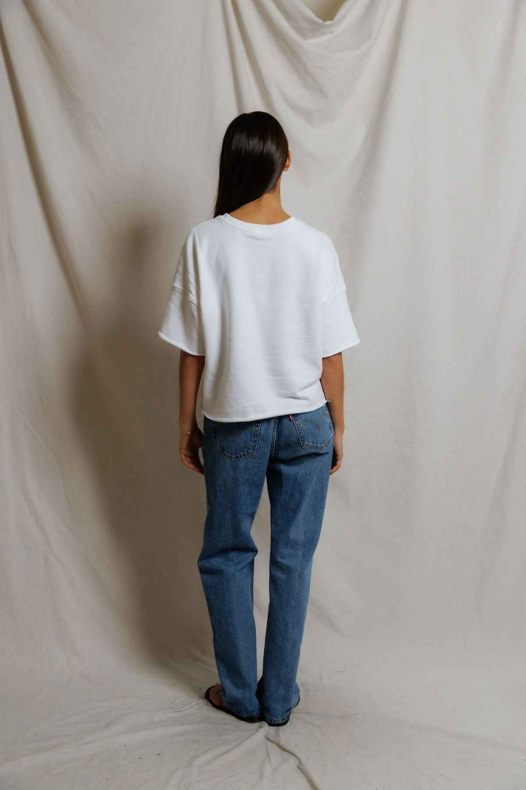 The Ezra Short Sleeve Loose Sweatshirt White By PerfectWhiteTee - Moxiebainbridge