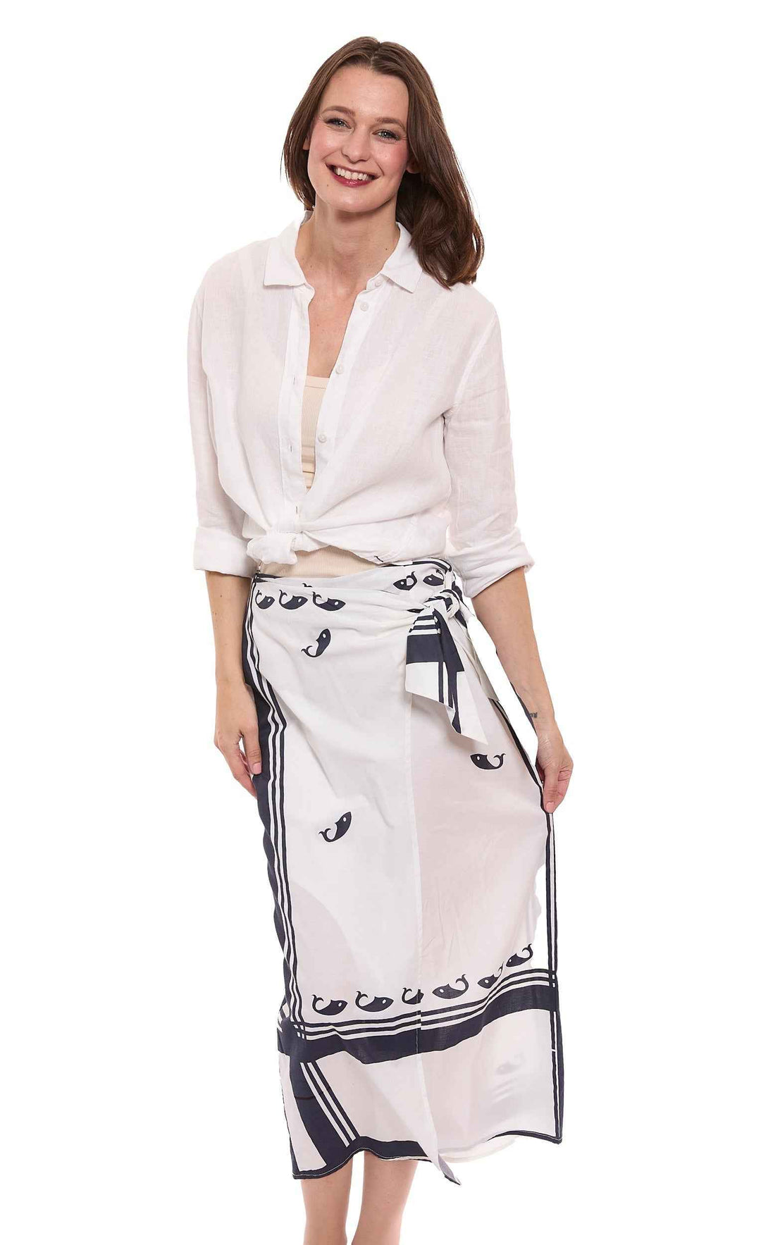 Sarong Skirt Whales Print By Dizzy Lizzie - Moxiebainbridge