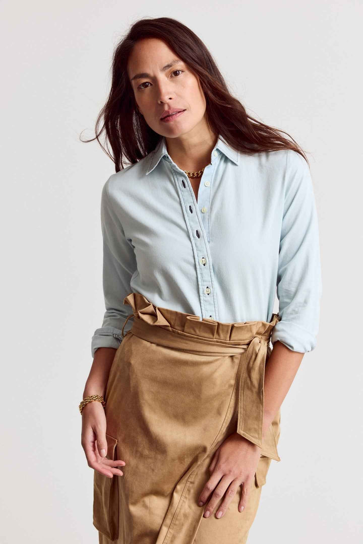 The Crepe Shirt Denim By The Shirt - Moxiebainbridge