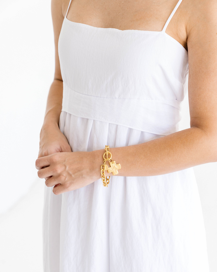 Gold Cross Toggle Bracelet By Susan Shaw - Moxiebainbridge