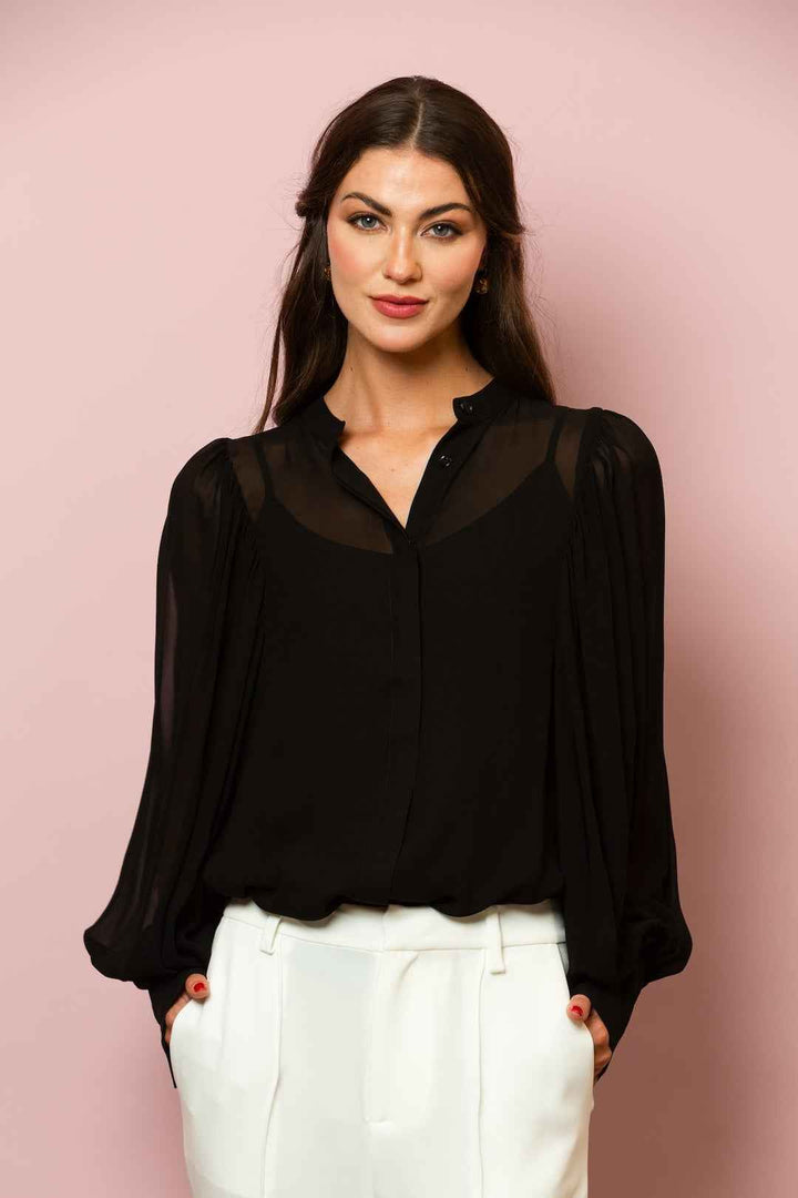 Chiffon Button Down Blouse - Moxiebainbridge