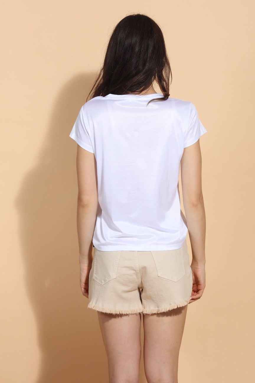 Modal Cotton Blend U Neck White By Jessie Liu - Moxiebainbridge