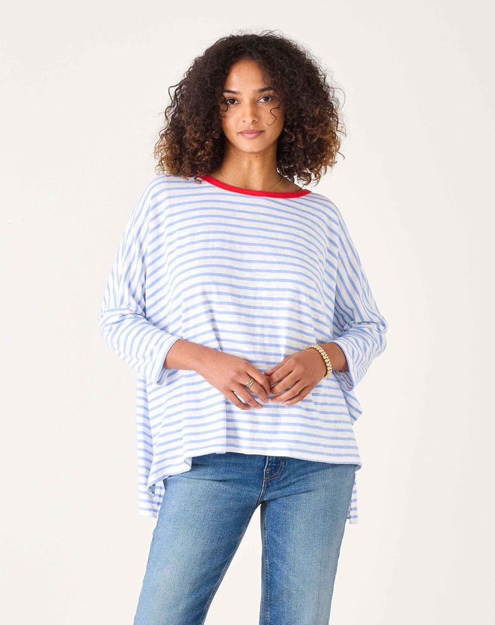 Catalina Slub Tee Light Blue Stripe Ringer By Mersea - Moxiebainbridge