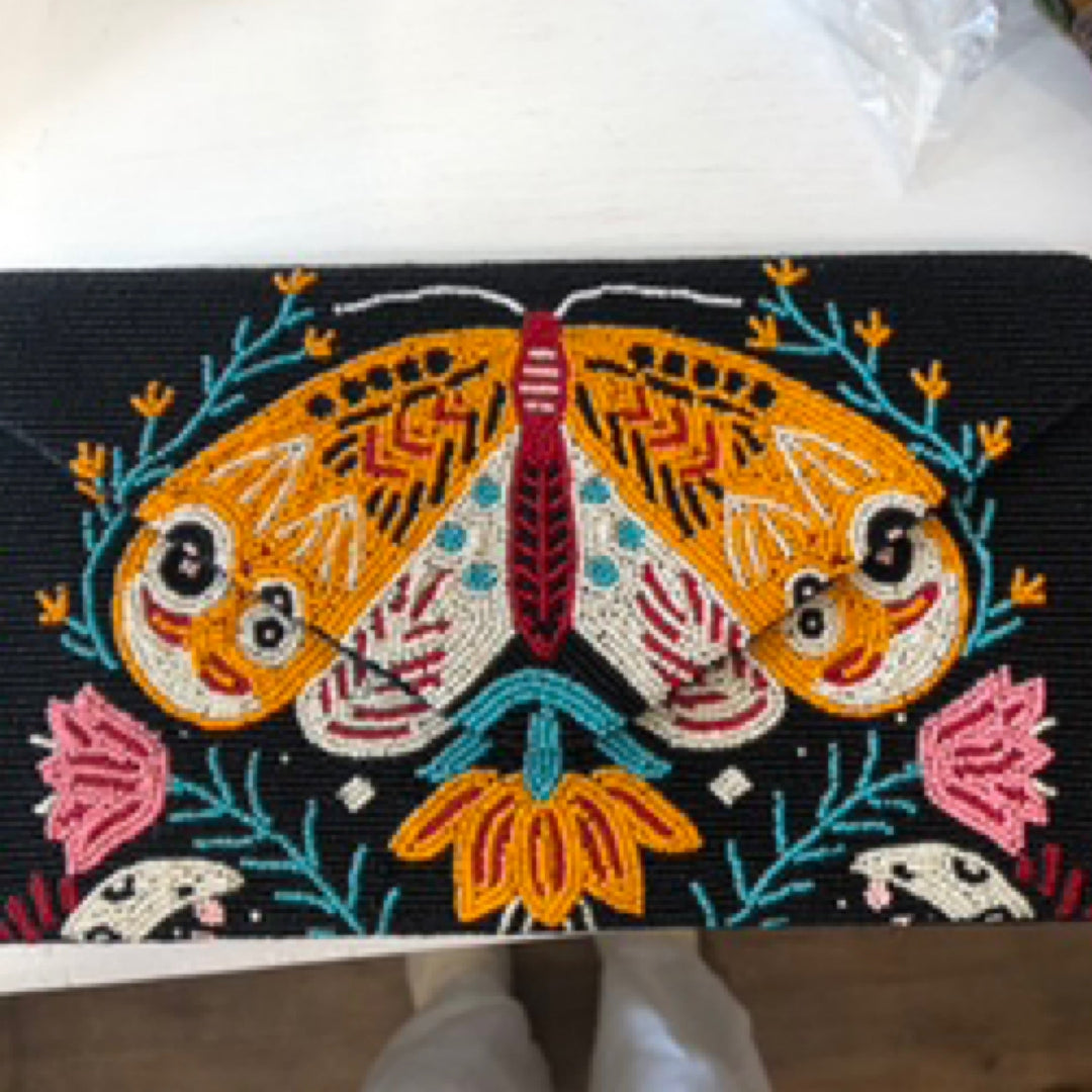 Butterfly Beaded Clutch By Ricki Designs - Moxiebainbridge