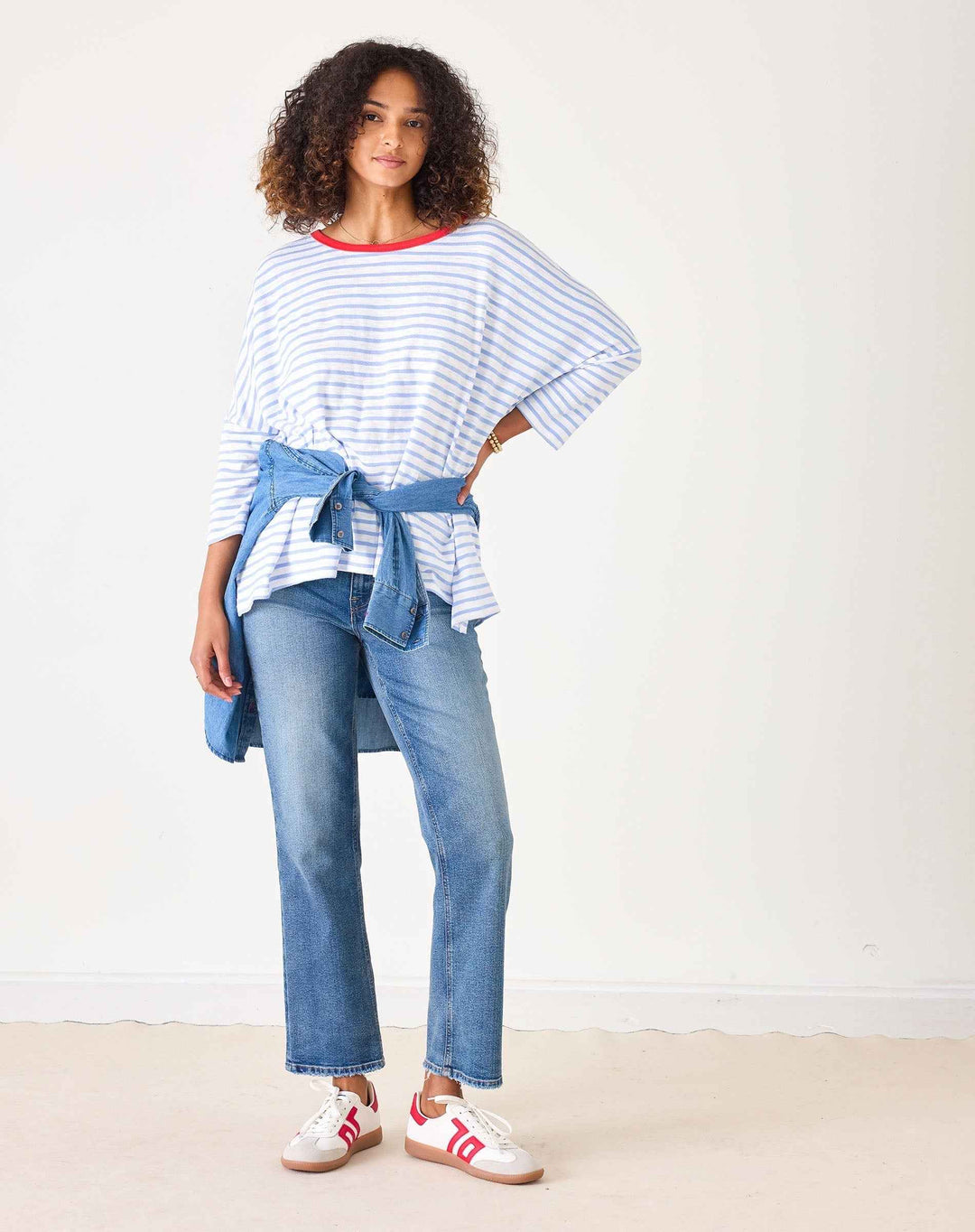 Catalina Slub Tee Light Blue Stripe Ringer By Mersea - Moxiebainbridge