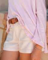 Catalina Ruffle Tee Rose Quartz One Size Petite - Moxiebainbridge