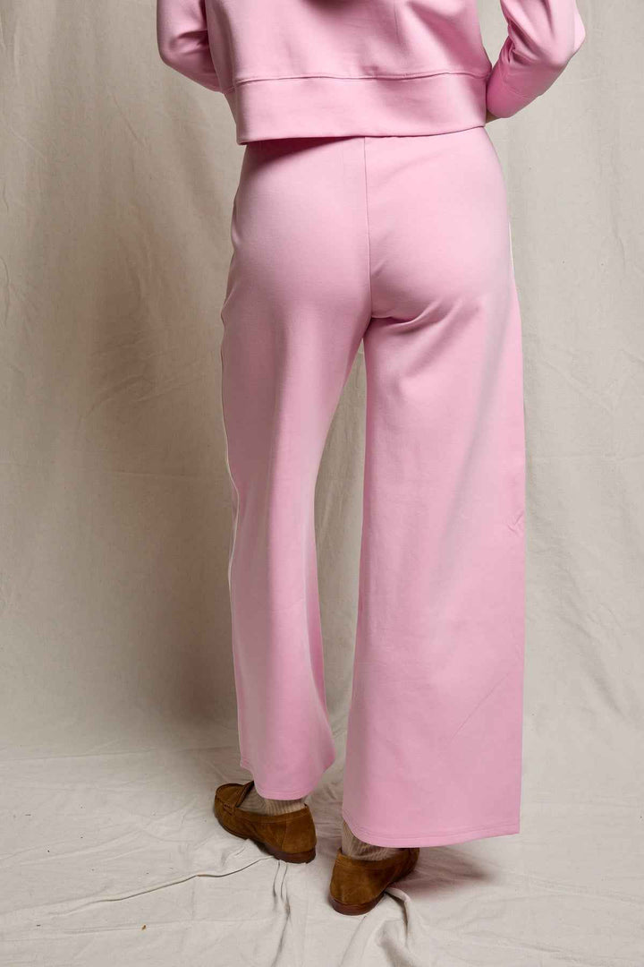 The Mikos Travel Wide Leg Pant With White Stripe Sugar Pink By PerfectWhiteTee - Moxiebainbridge
