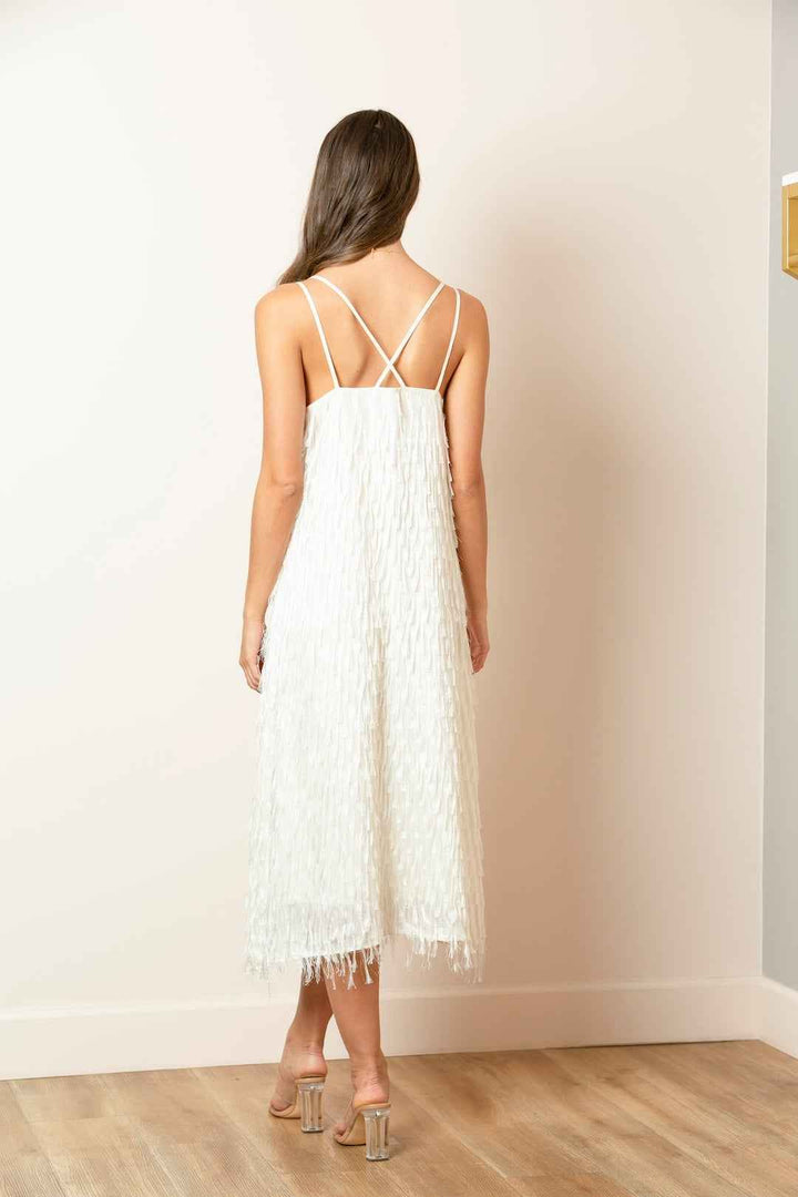 Crossed Strap Tassel Dress By Jessie Liu - Moxiebainbridge