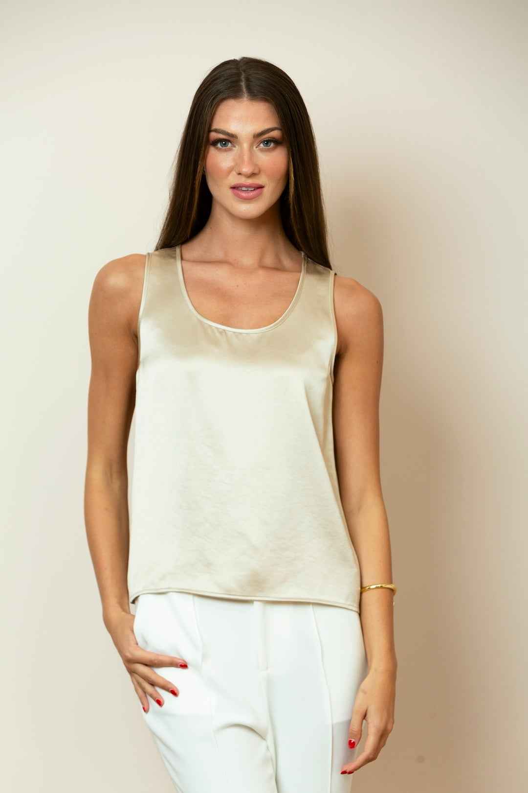 Satin Sleeveless Top - Moxiebainbridge