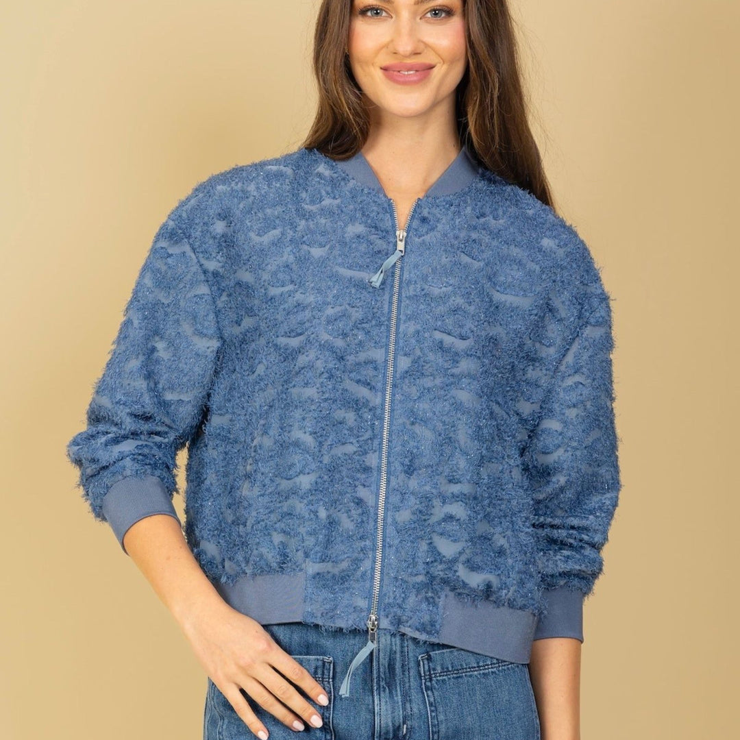 Textured Bomber Jacket By Jessie Liu - Moxiebainbridge