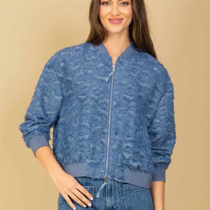 Textured Bomber Jacket By Jessie Liu - Moxiebainbridge