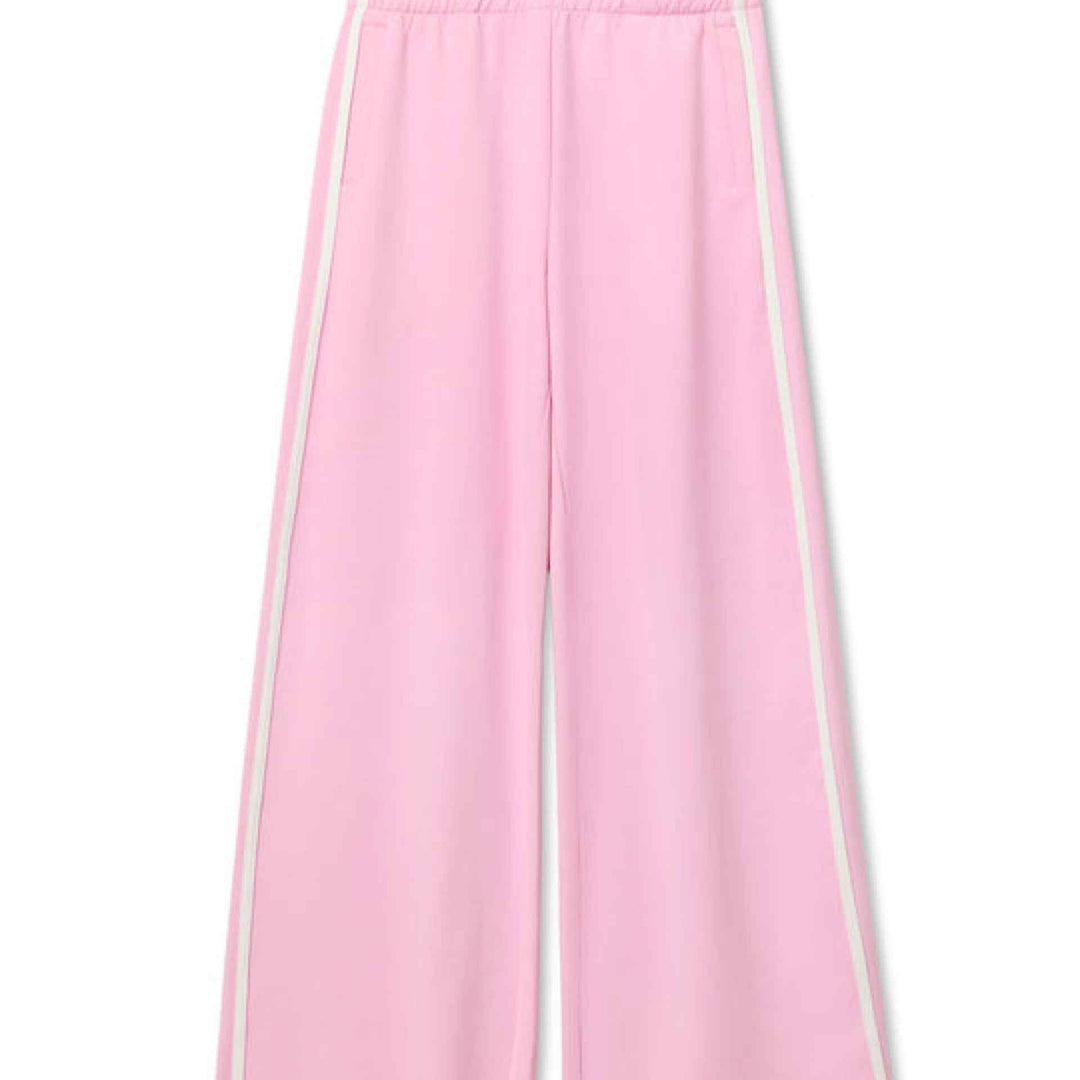 The Mikos Travel Wide Leg Pant With White Stripe Sugar Pink By PerfectWhiteTee - Moxiebainbridge
