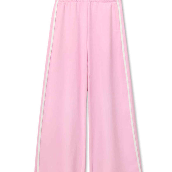 The Mikos Travel Wide Leg Pant With White Stripe Sugar Pink By PerfectWhiteTee - Moxiebainbridge