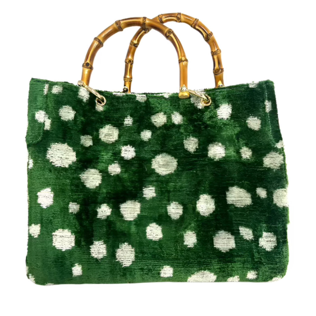 Emerald Green Polka Dot Small Avery Bamboo Bag By Baldiz - Moxiebainbridge