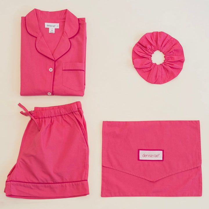 Hot Pink Snoozer Pajama Set By Denise Rae - Moxiebainbridge