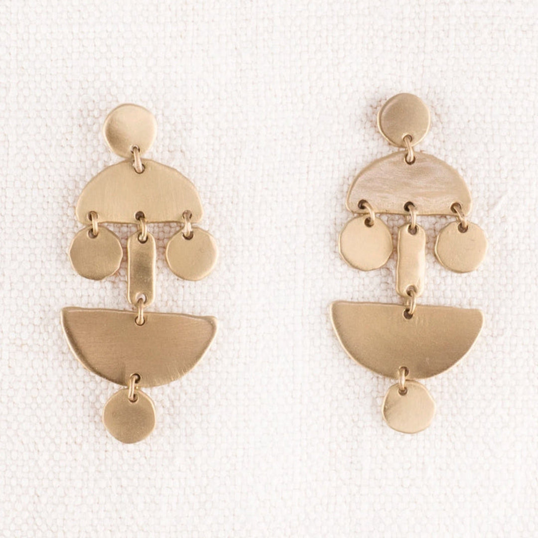 Brass Geometric Half Circle Dangle Earring By SugarBoo - Moxiebainbridge