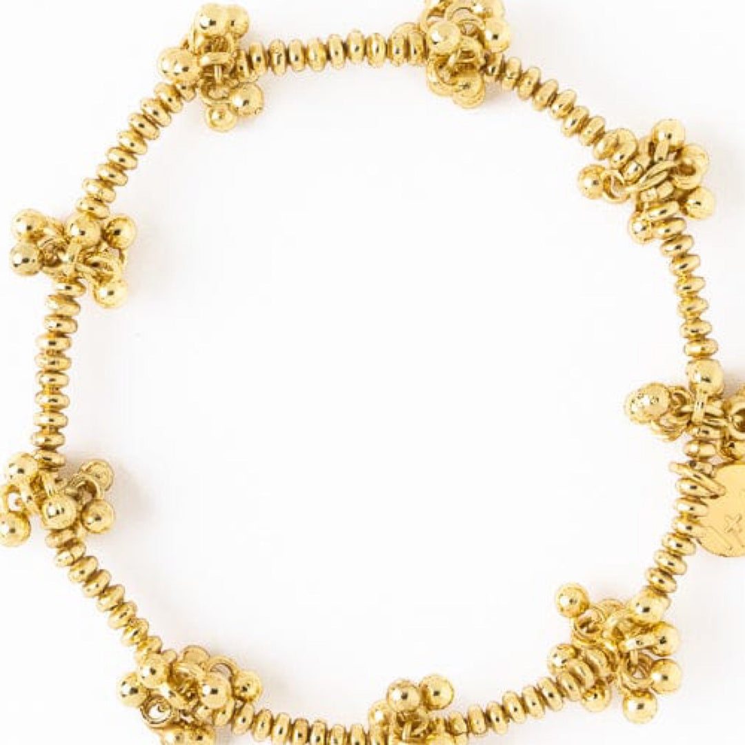 Kate Gold Stretch Bracelet With Clusters Of Gold Beads By Ink And Alloy - Moxiebainbridge