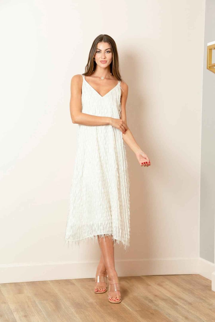 Crossed Strap Tassel Dress By Jessie Liu - Moxiebainbridge