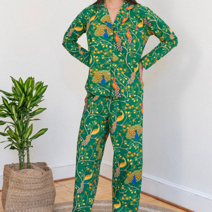 Fearless Peacock Pajama Set By Denise Rae - Moxiebainbridge