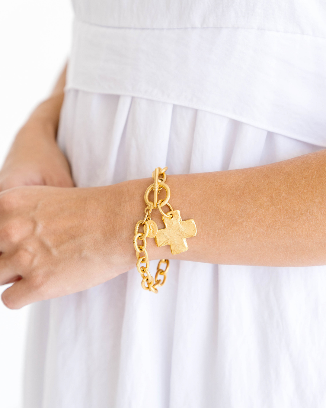 Gold Cross Toggle Bracelet By Susan Shaw - Moxiebainbridge