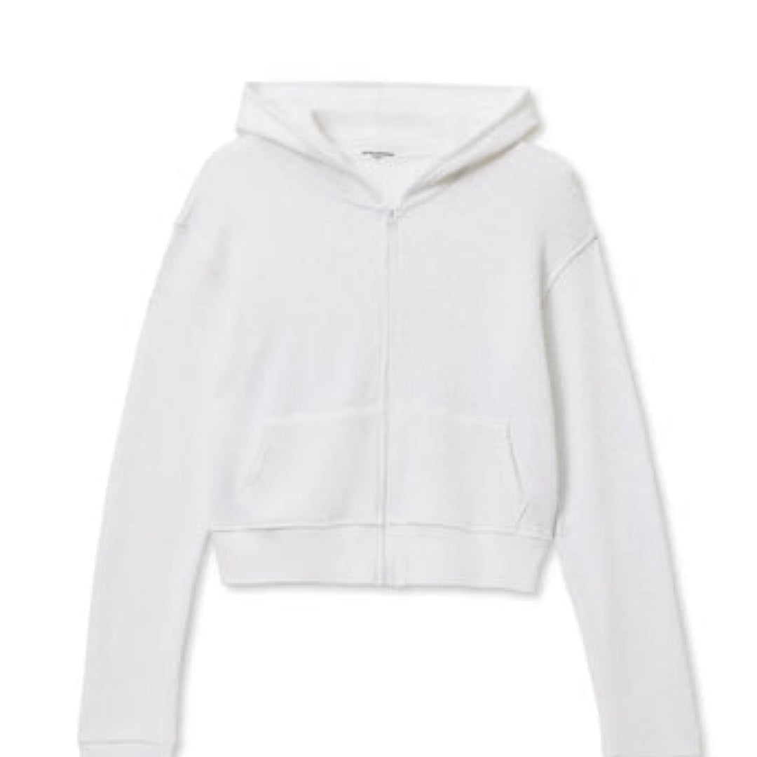 The Inez Waffle Long Sleeve Zip Hoodie By PerfectWhiteTee - Moxiebainbridge