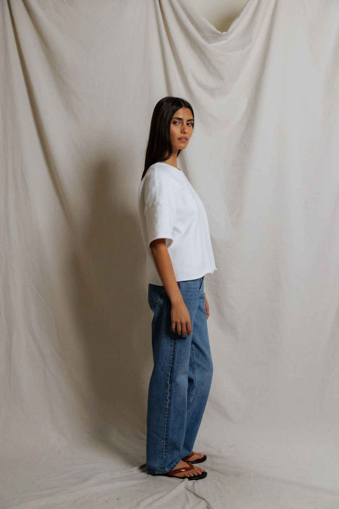 The Ezra Short Sleeve Loose Sweatshirt White By PerfectWhiteTee - Moxiebainbridge