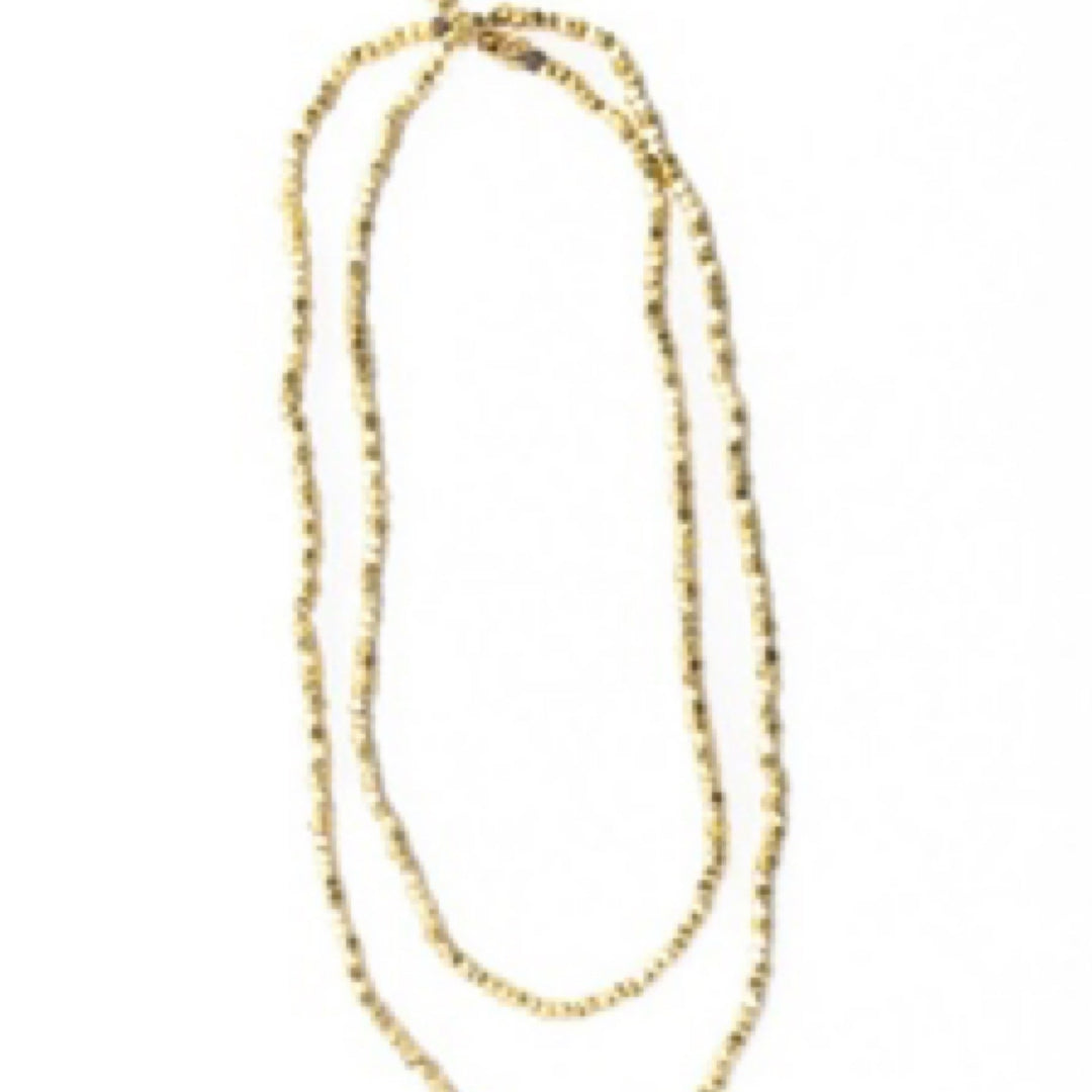 Ink +Alloy Erica Long Necklace Faceted Gold Beads - Moxiebainbridge