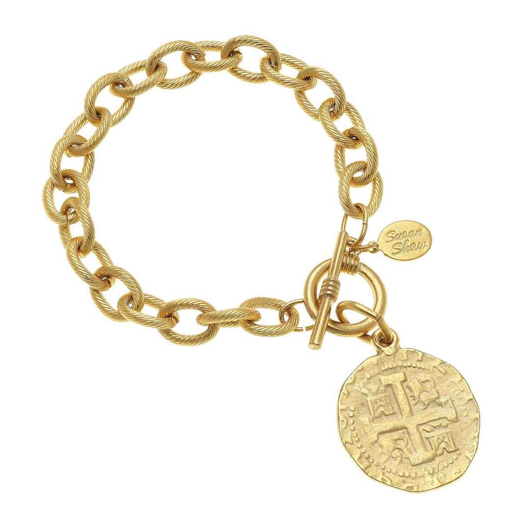 Gold Coin Toggle Bracelet By Susan Shaw - Moxiebainbridge