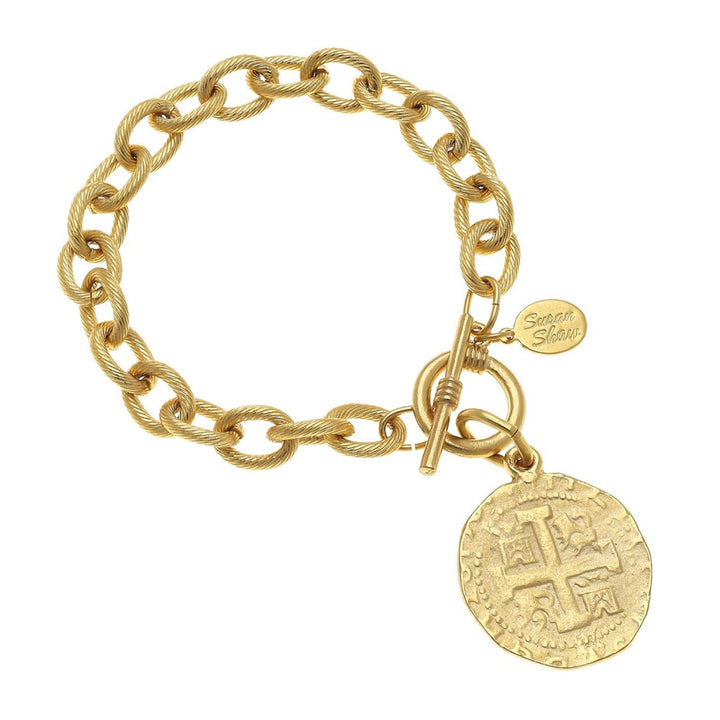 Gold Coin Toggle Bracelet By Susan Shaw - Moxiebainbridge