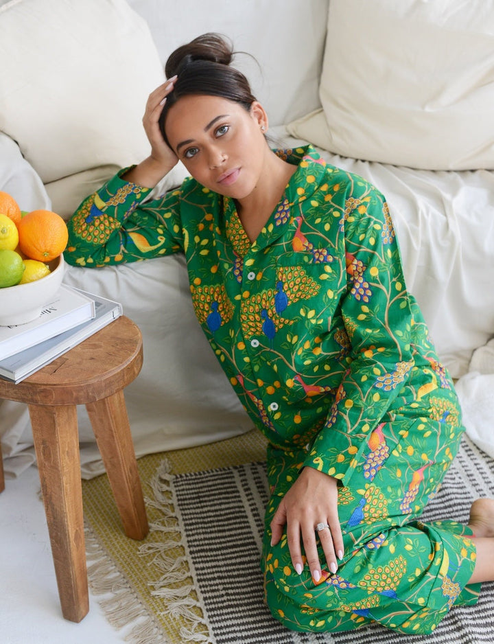 Fearless Peacock Pajama Set By Denise Rae - Moxiebainbridge