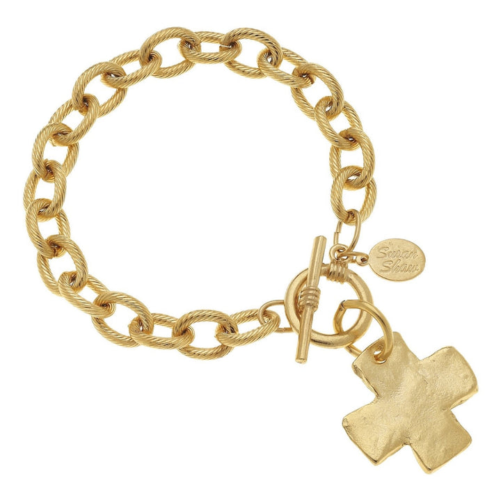 Gold Cross Toggle Bracelet By Susan Shaw - Moxiebainbridge