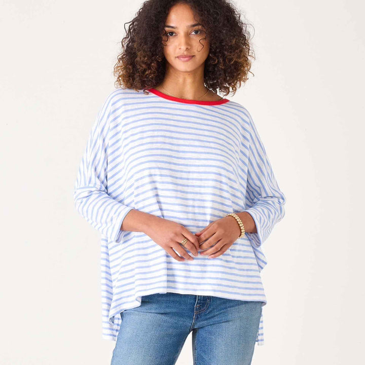 Catalina Slub Tee Light Blue Stripe Ringer By Mersea - Moxiebainbridge