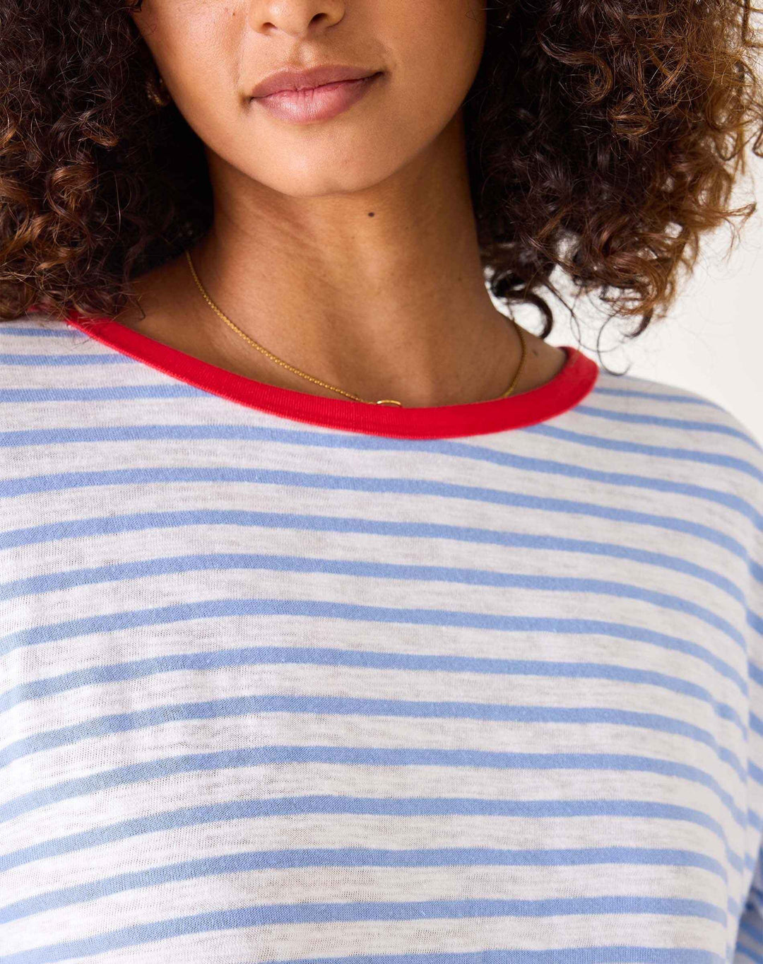 Catalina Slub Tee Light Blue Stripe Ringer By Mersea - Moxiebainbridge