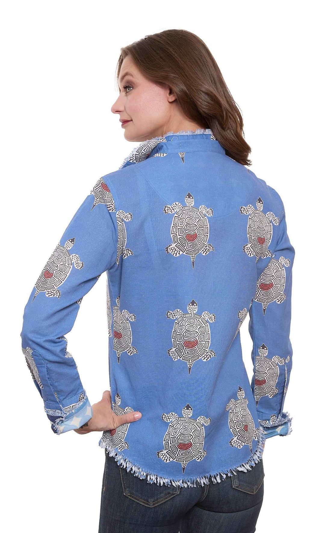 Cape Cod Blouse Turtle Print By Dizzy Lizzie - Moxiebainbridge