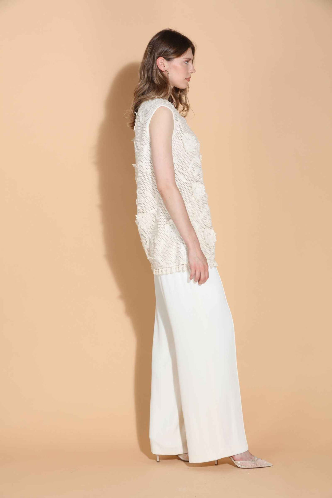 Sleeveless Lace Tunic With Appliqué and Fringe Details By Jessie Liu - Moxiebainbridge