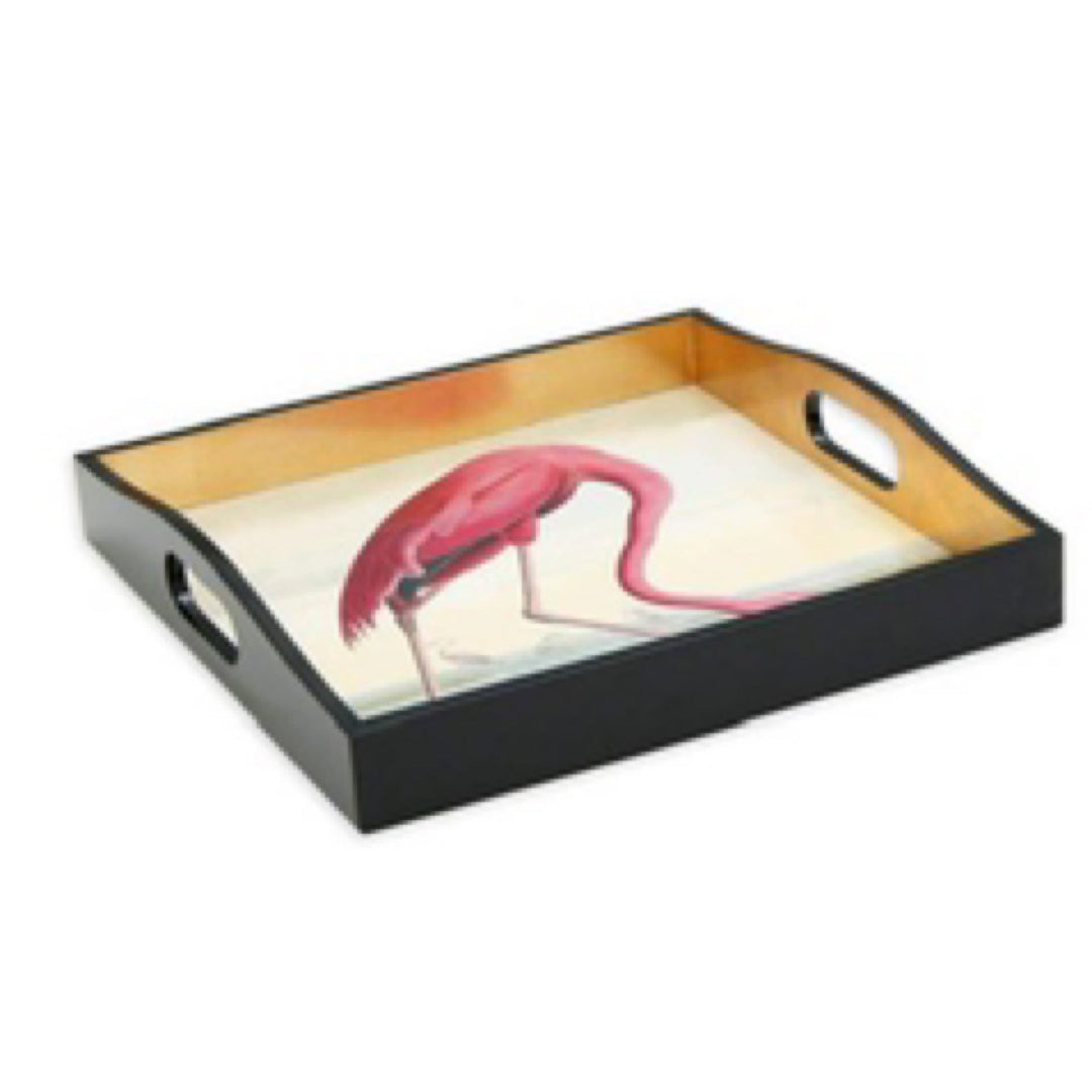 Audubon Birds Flamingo Tray 14"L x 14"W x 1.75"H - Moxiebainbridge
