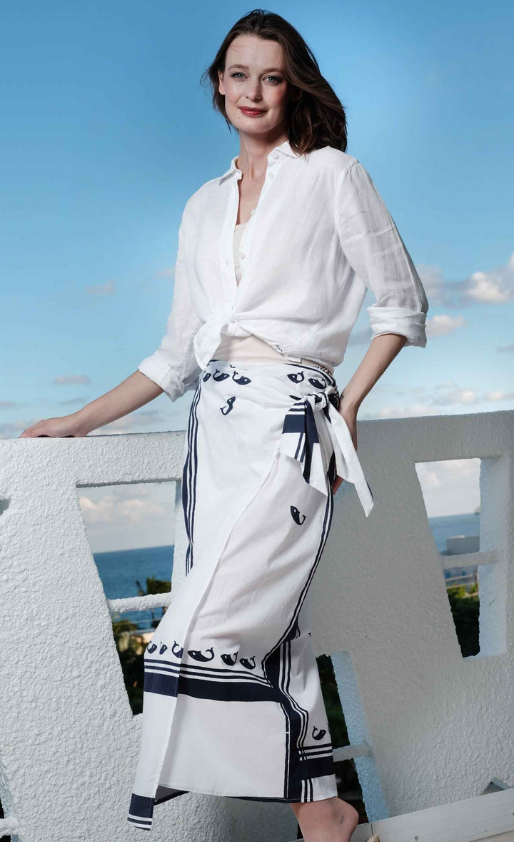 Sarong Skirt Whales Print By Dizzy Lizzie - Moxiebainbridge