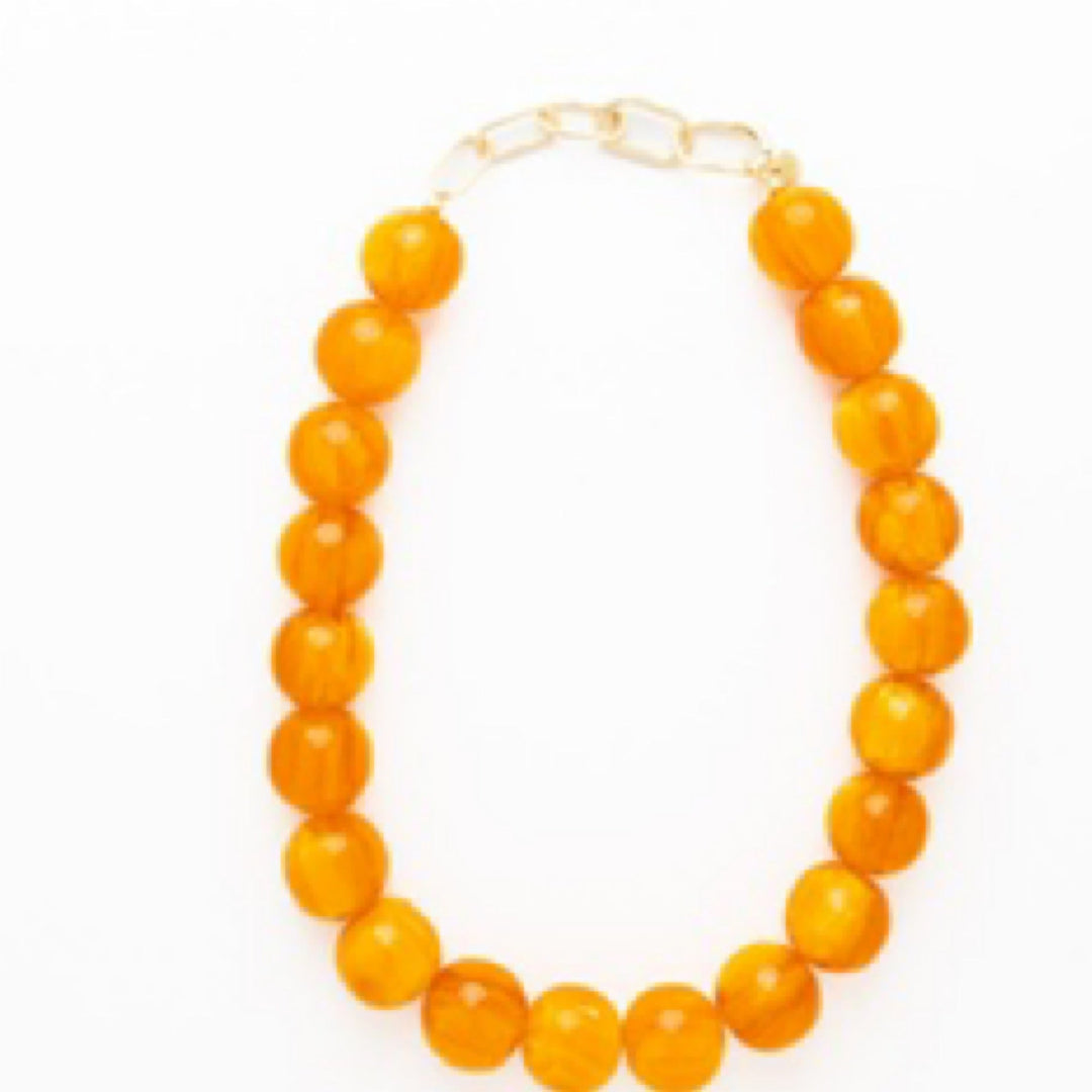 Ink+Alloy Iris Large Resin Bead Necklace Amber - Moxiebainbridge