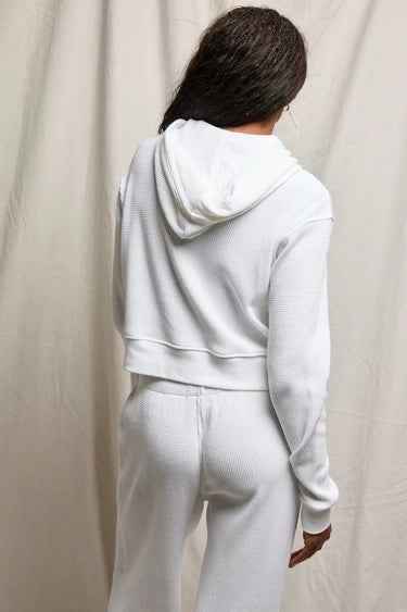 The Inez Waffle Long Sleeve Zip Hoodie By PerfectWhiteTee - Moxiebainbridge