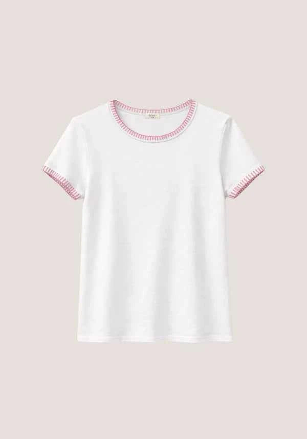 Brooks Blanket Stitch White Pink Stitch By Dylan - Moxiebainbridge