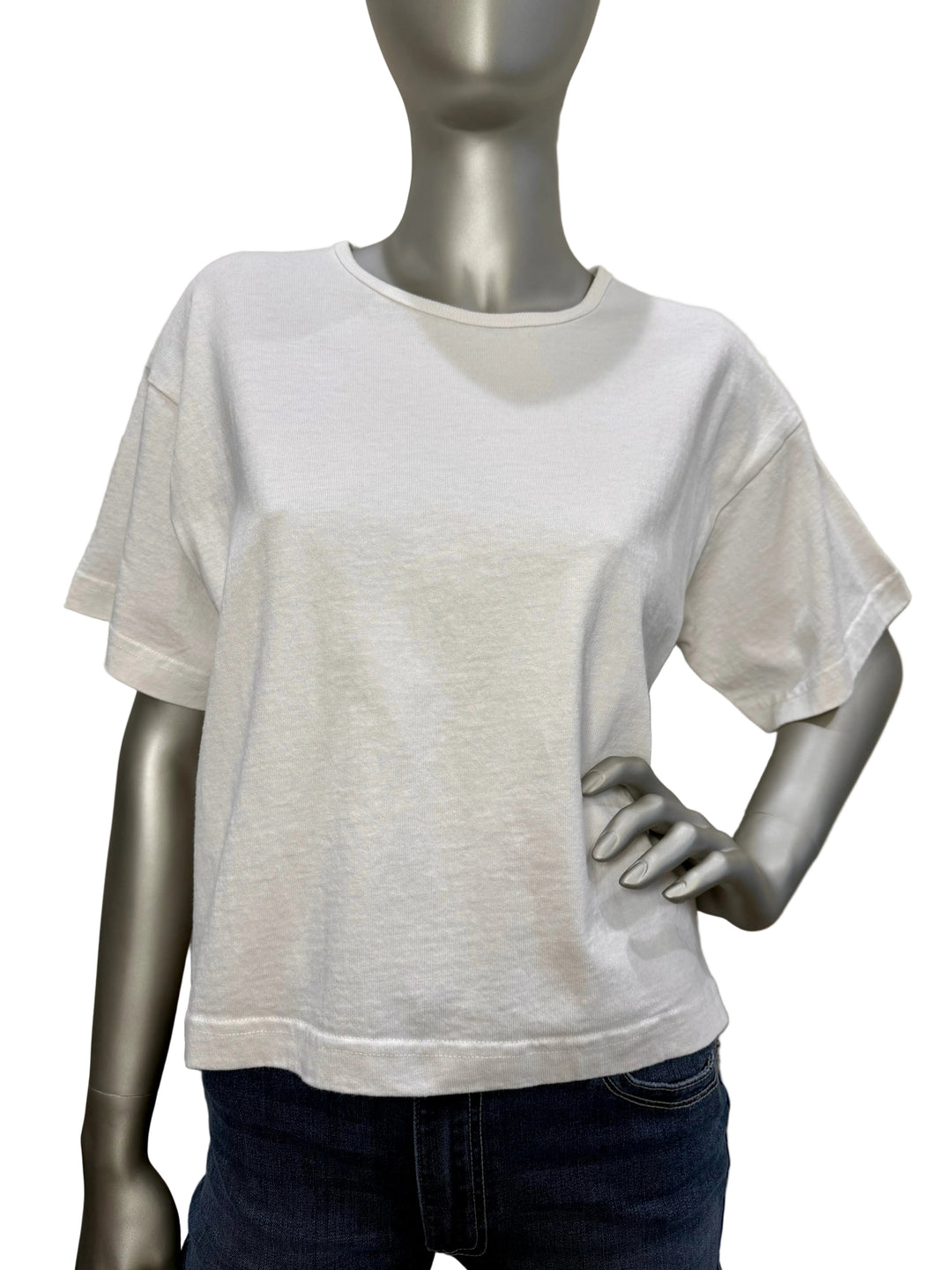 Crew Neck Short Sleeve Cream Crop Tee By Bryn Walker - Moxiebainbridge
