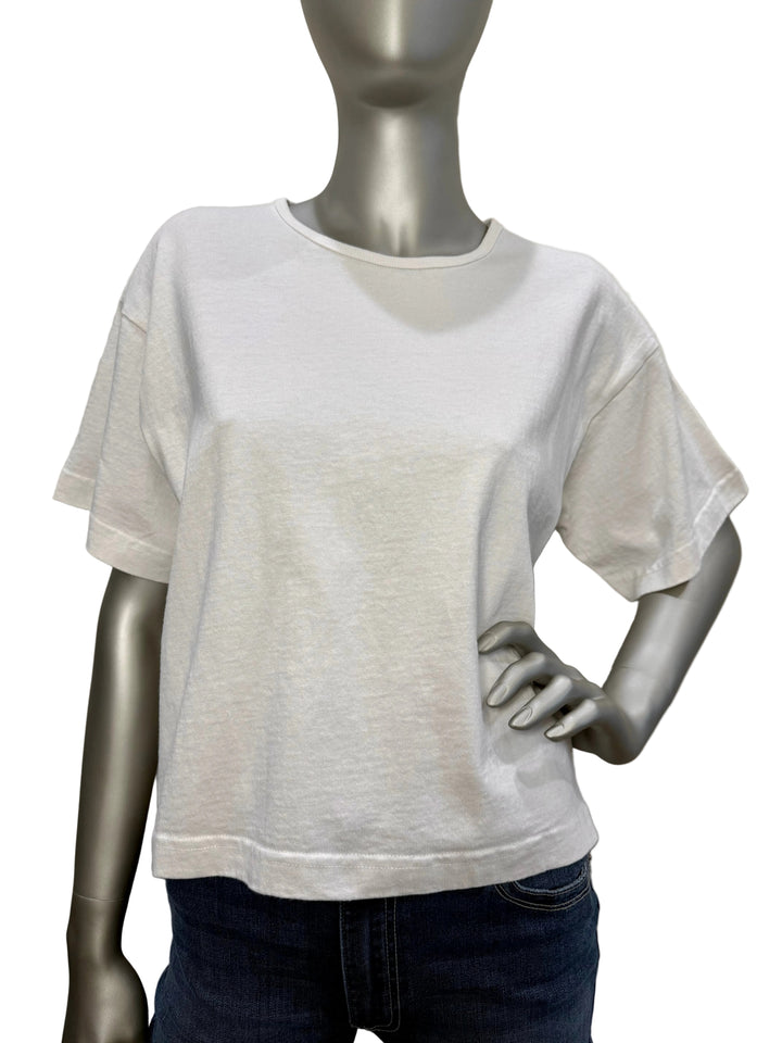 Crew Neck Short Sleeve Cream Crop Tee By Bryn Walker - Moxiebainbridge
