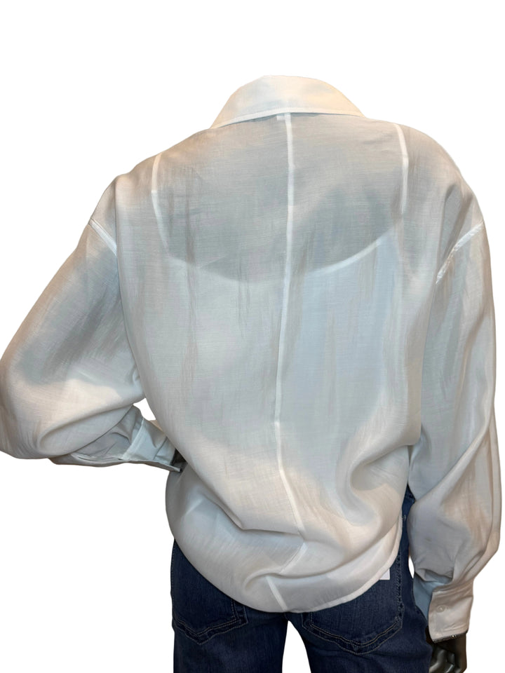 Voile Button Down Shirt with Contrast Cuff Trim By Jessie Liu - Moxiebainbridge