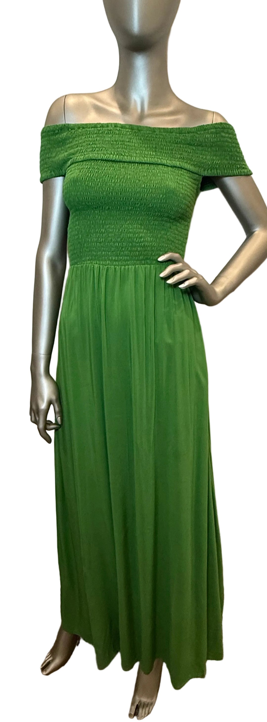 The Shirred Sleeve Shamrock  Maxi By Phie Collective - Moxiebainbridge