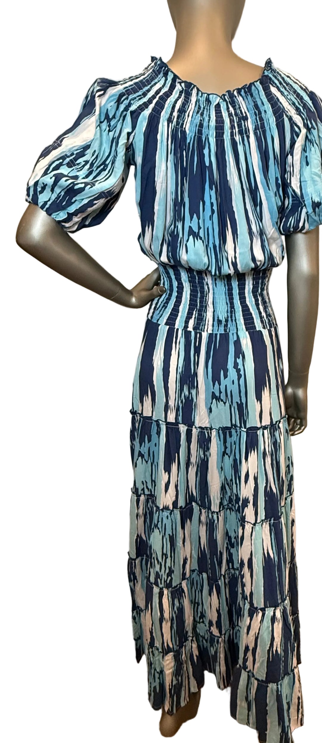 Picasso aloha Long Dress Navy By ROMI - Moxiebainbridge
