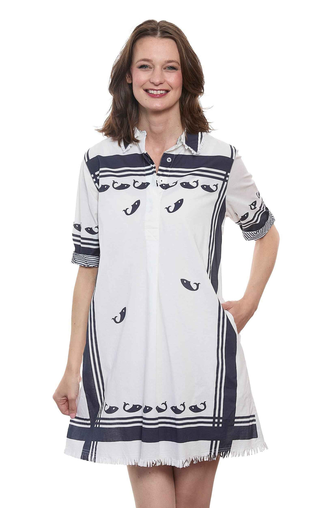 Whale Print Chatham Dress By Dizzy Lizzie - Moxiebainbridge