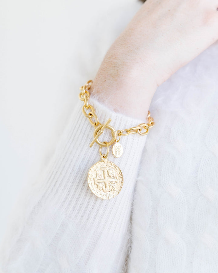 Gold Coin Toggle Bracelet By Susan Shaw - Moxiebainbridge