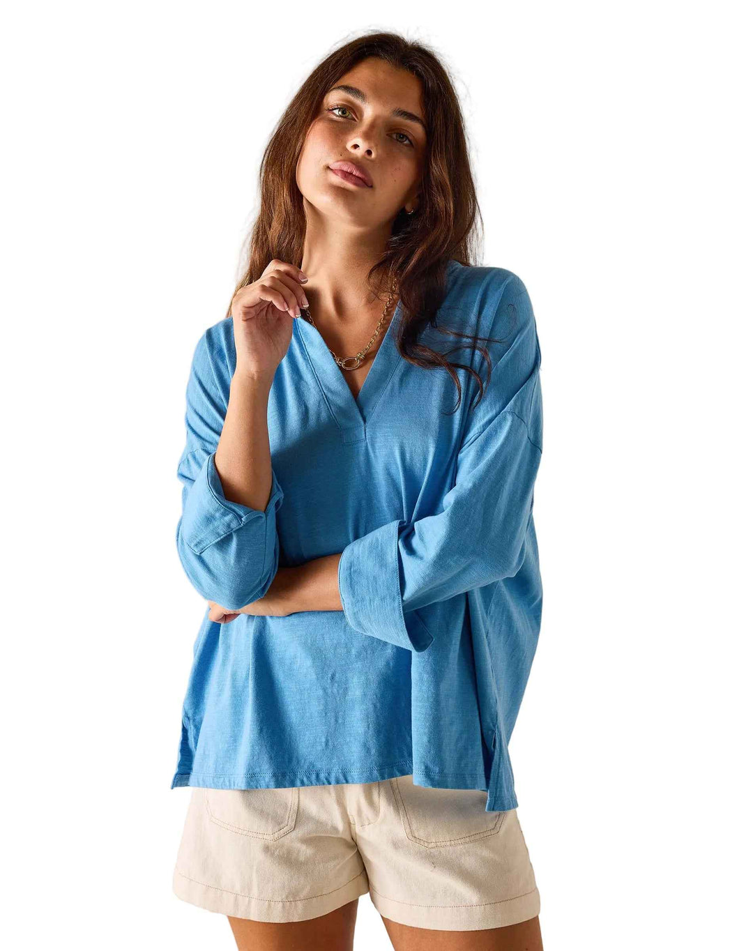 Catalina Sunwashed Tee Indigo Blue One Size Petite By Mersea - Moxiebainbridge